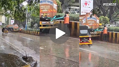 pune pmc tanker watering plants in rain viral video