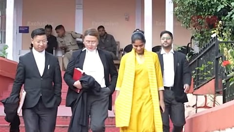 Sonam Raghuvanshi appears before the Shillong court to surrender in the Raja Raghuvanshi murder case following the Supreme Court's order.