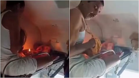 A viral video of a passenger lighting an oil lamp inside an AC train has sparked a debate over railway safety.