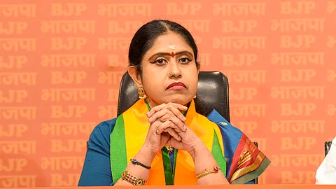 S Vijayadharani joined the BJP in Delhi on Feb. 24, 2024. 