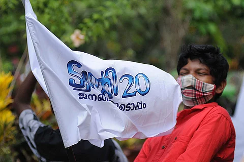 A young supporter of apolitical outfit Twenty20 in Kizhakkambalam -