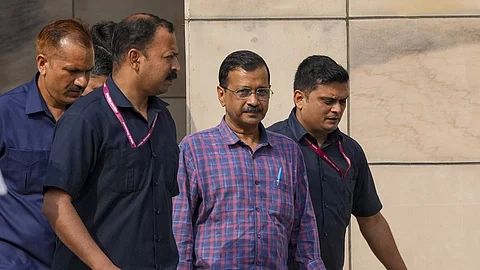 Delhi Chief Minister and AAP National Convenor Arvind Kejriwal leaves the Rouse Avenue District Court.