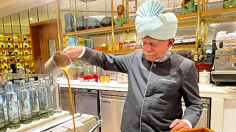 Laxman Rao as a tea consultant at Mister Chai, Shangri-La Eros, New Delhi