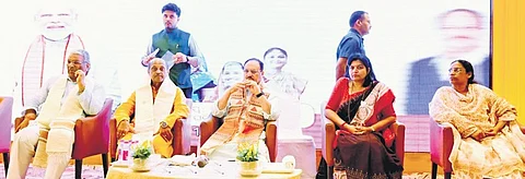BJP national president JP Nadda at the meeting in Bhubaneswar, on Wednesday