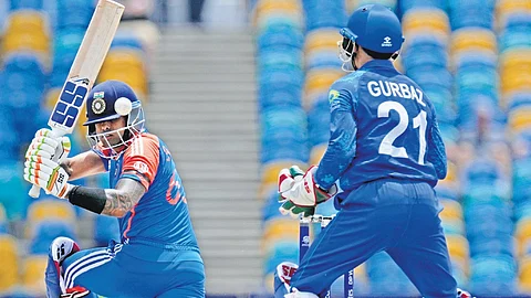 Suryakumar Yadav hit a 28-ball 53 against Afghanistan in Barbados on Thursday
