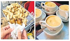 Spring rolls; egg coffee