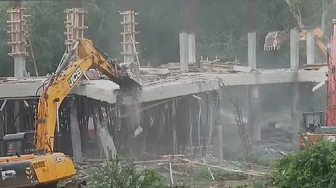 Screengrab of the YSRC's party office being demolished