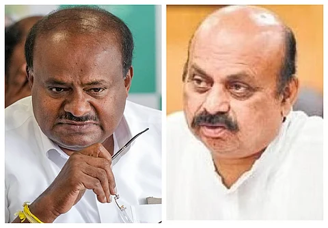 Former Karnataka Chief Ministers HD Kumaraswamy and Basavaraj Bommai