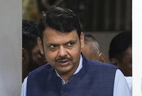 Deputy Chief Minister of Maharashtra Devendra Fadnavis arrives for a press conference at the BJP office, in Mumbai, Wednesday, June 5, 2024.