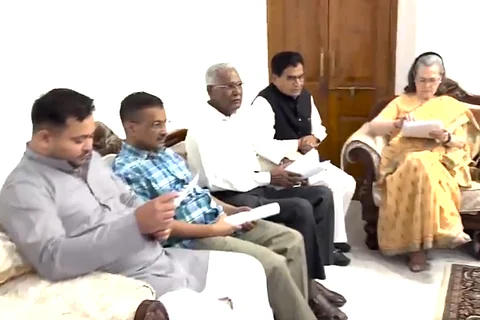 INDIA bloc leaders at Kharge's residence