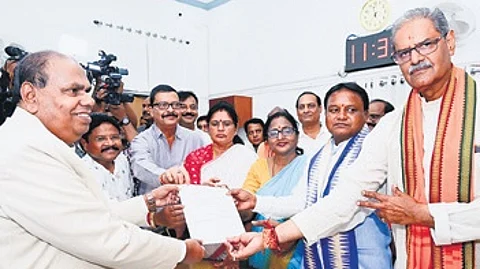 Surama Padhy filing nomination