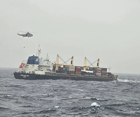 Indian Navy evacuates critically injured Chinese mariner from a bulk carrier off Mumbai