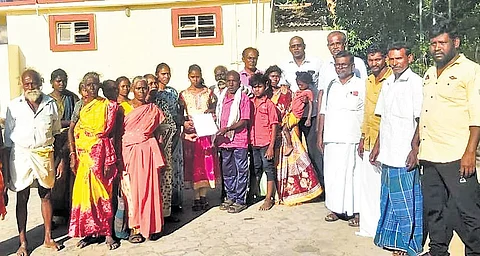 Students and their parents after lodging a complaint with Dindigul RDO