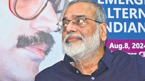 Senior journalist Prabir Purkayastha at the 23rd N Narendran Memorial Lecture on ‘Emergence and relevance of alternative media in Indian democracy’ on Thursday