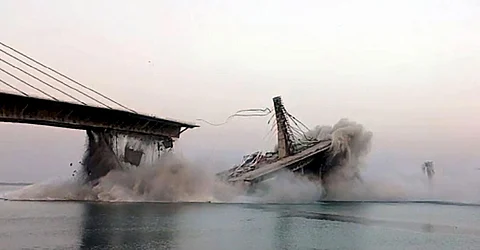 An under-construction Aguwani-Sultanganj Ganga bridge collapsed, in Bihar's Bhagalpur district
