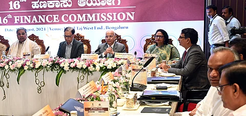 Chief Minister Siddaramaiah at the meeting of 16th Finance Commission with the State of Karnataka was held in Bengaluru