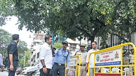 Security enhanced at state BJP office in Bengaluru on Tuesday