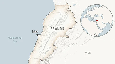 A locator map for Lebanon with its capital, Beirut
