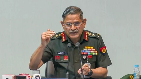 Chief of the Army Staff General Upendra Dwivedi during a press conference, in New Delhi.