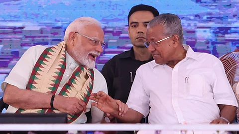 Prime Minister Narendra Modi with Kerala Chief Minister Pinarayi Vijayan.