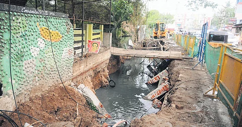The compound wall of the crematorium, which collapsed on Wednesday