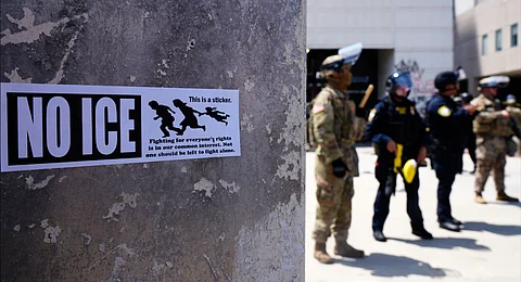 DHS police and National Guard protect the outside the Metropolitan Detention Center, Wednesday, June 11, 2025, in Los Angeles.
