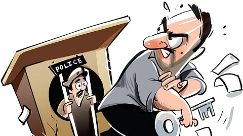 The head constable had to languish hours inside the room, until Saturday morning when his colleagues turned up for duty.