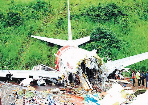 Fragments of the plane that crashed in Karipur