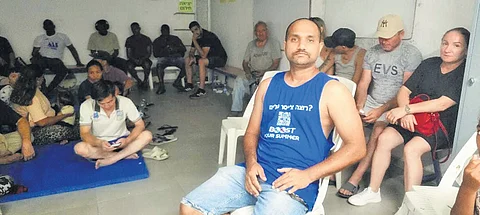 Tince James at a bomb shelter in Tel Aviv, Israel, on Sunday