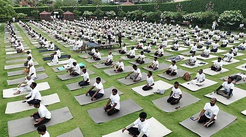 Yoga event at Manthena Arogyalayam.