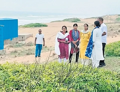 The CAW&CW team, led by IG S Shyni, at Goplpur beach