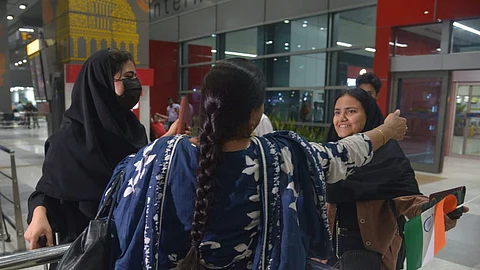 The first batch of Indian students who were evacuated from Iran arrive at IGI airport in New Delhi on Thursday, June 19, 2025.