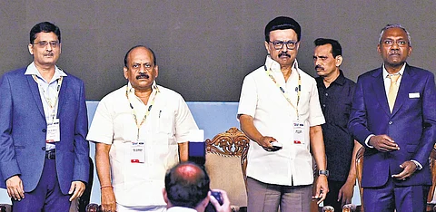Chief Minister M K Stalin inaugurates the 16th edition of ACMEE 2025, organised by Ambattur Industrial Estate Manufacturers’ Association, at the Trade Centre in Nandambakkam on Thursday.