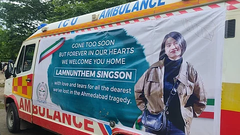 After a condolence service, a convoy of vehicles carrying the remains of the crew member left for Kangpokpi.