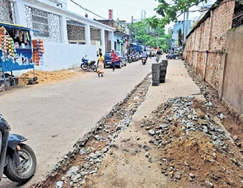 The site dug up for construction of vending zone.