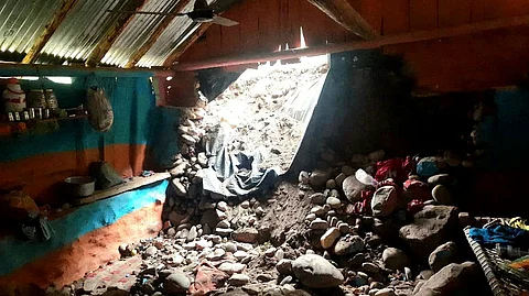 The site of the wall collapse that killed four members of a family in a remote hamlet in Uttarakhand.