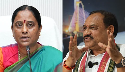 Endowments Minister Konda Surekha (L); TPCC chief B Mahesh Kumar Goud confirmed receipt of complaints from multiple groups..