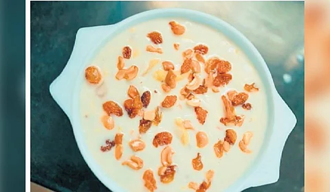The 65-year-old is preparing Suthiriya ka Kheer, a traditional dessert from the Deccan region, so named after the diamond shapes that are called Suthiriya.