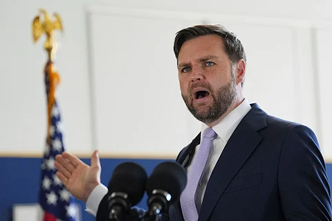 Vice President JD Vance speaks during a visit to the Wilshire Federal Building Friday, June 20, 2025, in Los Angeles.