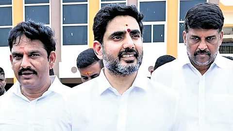 IT Minister Nara Lokesh inaugurates DVR Sainik School in Bapatla district on Monday.