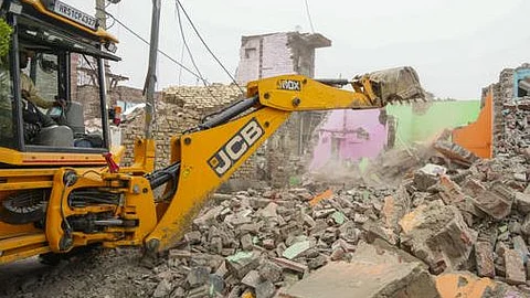 Demolition drive in northwest Delhi’s Wazirpur area.