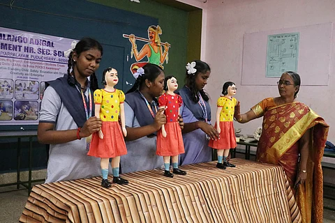 A group of Class 12 science students of Ilango Adigal Government Higher Secondary School at Muthirapalayam in Puducherry on Tuesday have designed an interactive doll that emits alerts about unsafe touch.