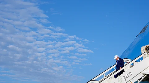 President Donald Trump exiting Air Force One.