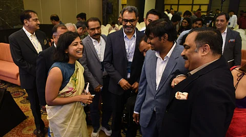 Managing director of the AP Tourism Development Corporation Amrapali Kata, interacting with delegates during Andhra Pradesh Tourism Conclave Tech AI