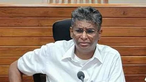 Minister for Public Works- Satish Jarkiholi speaking to reporters.