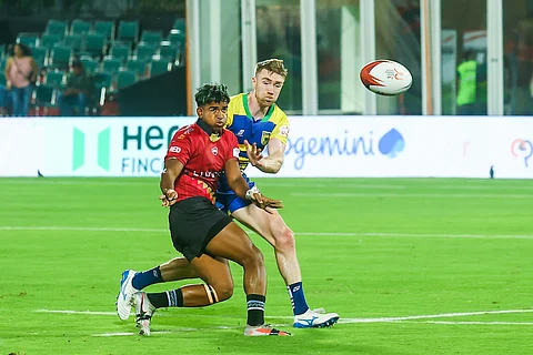 Rajdeep Saha in action at the Rugby Premier League in Mumbai