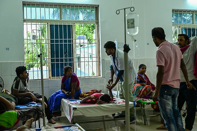 A nursing staff attending diarrhoea patients at Dharmasala Community Health Centre in Jajpur district.