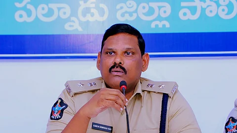 SP Srinivasa Rao addressing a press conference.