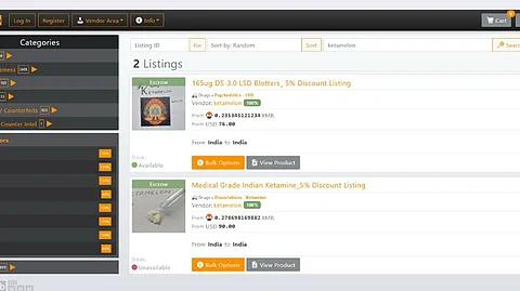Darknet page where drugs were sold.