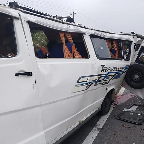 A speeding lorry rammed into a Tempo Traveler on the Chennamarrimitta National Highway.